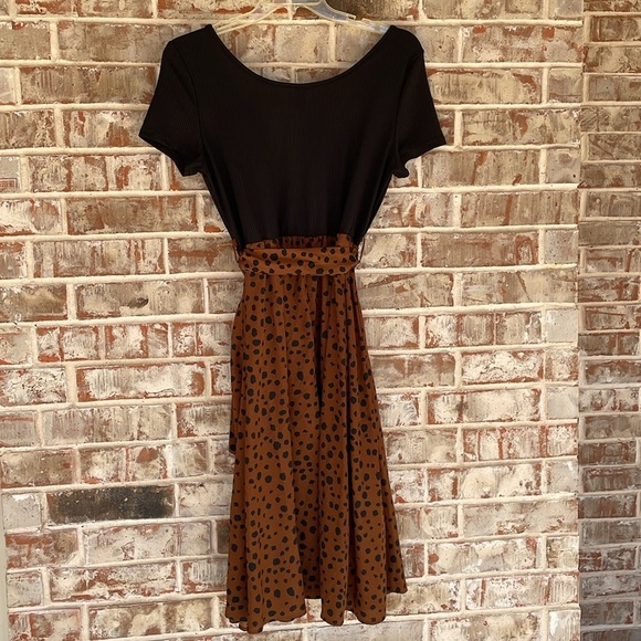 Shein Black Brown Animal Print Dress - Picture 7 of 9